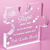RISFIHEI Vatertagsgeschenk Geschenke für Papa Geschenk Geburtstag Geschenkideen für Papa-Gravierte Acryl Block Puzzle-Vater Geschenk für Papa,Vatertag Geschenkideen