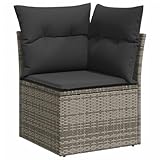 Gecheer Gartenlounge, Terrassensofa, Ecksofa, Balkonlounge Kleiner Balkon, Loungemöbel, Kissen, Grau Poly Rattan