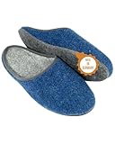 Pantoffelmann Filzpantoffeln mit Filzsohle I Navy I Größe 40 I Atmungsaktive & bequeme Filzhausschuhe für Damen & Herren I Stilvolle & warme Hausschuhe