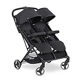 Hauck Zwillingsbuggy Swift X Duo, Einhändig Klappbar, mit Liegefunktion ab Geburt, für 2 Kinder bis je 15 kg, Korb bis 6 kg, Pannensichere Räder (Schwarz)