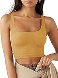 Rongseng Damen Crop Tops Sexy Ärmellos Quadratischer Hals Tank Top Sport Oberteile Kurz Fitted Gerippt Corset Top Basic Shirt Camisole