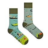 Spox Sox Casual Unisex - lustige, verrückte, bunte Socken für Damen und Herren, Gr. 44-46, Angler