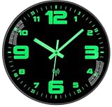 NESIFEE Wanduhr Funkuhr Leuchtend Ohne Tickgeräusche lautlos 25cm groß Vintage schwarz modern kinderzimmer Uhr Wand Wohnzimmer Einfach zu Lesen für Zimmer Zuhause KüChe Schlafzimmer Büro Schule