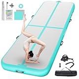 FBSPORT Airtrack Matte, 10cm Hoch Verdicken 3M Tumbling Matte,Gymnastikmatte mit Luftpumpe,Trainingsmatte mit Tragetasche,Turnmatte für Zuhause, Outdoor,Yoga