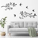Wanddekoration mit Vögeln aus Metall,Vogel auf Zweig,Metall Vögel Wanddekoration Hängende Blätter mit Vögeln für Innen und Außen für Haus und Garten