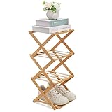 Fentar Schlankes Faltbares Schuhregal aus Bambus, Platz für Eingang, Schlafzimmer und Ecke