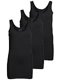 ONLY 3er Pack Damen Basic Tops Tank Top schwarz lang 15201465 (XL, Schwarz (Black))