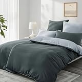 Aisbo Bettwäsche 135x200 4teilig Anthrazit Grau - Bettwäsche Sets 2 Bettbezüge 135x200 cm + 2 Kissenbezüge 80x80 cm, ÖKO-TEX Wendebettwäsche Weich Mikrofaser mit Reißverschluss