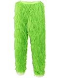 Grüne pelzige Hose für Erwachsene, warm, flauschig, Weihnachten, Monster-Kostüm, Zubehör, Halloween, Cosplay, Unisex, zotteliges Weihnachtskostüm, Grün, Medium