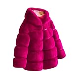 DorkasDE Mädchen Mantel Winterjacke Kunstpelz Jacke Fellmantel Warm Jacke mit Kapuze (Rose Kurzstil, EU 122 (Etikett 130))