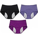 Damen Periodenhose Mittelhohe Taille nach der Geburt Unterwäsche Auslaufsichere Menstruations-Baumwollhöschen 3er-Pack (Muss mit Tampons verwenden)