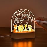 OTraki Personalisiertes Nachtlicht für Babys, Individuelle Nachttischlampe für Kinder USB Geschenke Kinder, Baby Geschenk zur Geburt für Mädchen Junge mit Animalprint, Acryl