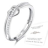 Adramata 925 Sterling Silber Ringe für Frauen, Ring Silber Damen mit Zirkonia, Einstellbarer Liebesknoten Silber Verlobungsring, 925 Sterling Silber Versprechen Ringe Schmuckgeschenke,B