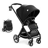ELITTLE EMU Gegen Fahrtrichtung Buggy Kinderwagen Faltbar kompakter Baby Buggy Schwarz Wendesitz Kinderwagen mit Liegefunktion für Baby (0-25 kg)