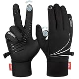 TANSTC Fahrradhandschuhe Herren Winterhandschuhe Winter Warme Handschuhe Elastisch Touchscreen Thermohandschuhe Winddichte rutschfest Skihandschuhe Damen Atmungsaktiv Sporthandschuhe, L