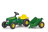 Rolly Toys rollyKid John Deere (Tretfahrzeug mit Anhänger, Drehschemellenkung, Alter 2,5 - 5 Jahre, Heckkupplung, Kinderfahrzeug) 012190