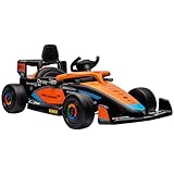 AIYAPLAY Kinder Elektroauto, 12V Kinderfahrzeug mit 2,4G-Fernbedienung, MP3 USB, Elektrofahrzeug mit Federung, Hupe, 3-5km/h, für 3-5 Jahre Kinder, Orange