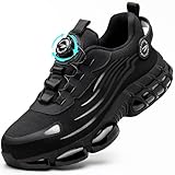 Sicherheitsschuhe S3 Herren Damen Arbeitsschuhe mit Stahlkappe Leicht Kevlar Stahlkappenschuhe Atmungsaktiv rutschfeste Sportlich Safety Shoes Versicherung Schuhe Schwarz 45 EU