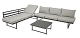DEGAMO Loungeset Bogota aus Aluminium, 2X Sofa 210cm mit Liegefunktion, 1x Loungetisch 70x70cm, matt-grau beschichtet