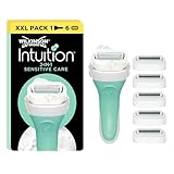 Wilkinson Sword - Intuition Sensitive Care Rasierer für Frauen, Rasiergriff + 6 Rasierklingen, Kein Rasiergel erforderlich