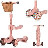 LIONELO Franky 2-in-1 Kinder-Balance-Roller ab 3 Jahre bis 50 kg Laufrad ab 1 Jahr bis 20 kg Höhenverstellbar, LED-Räder, rutschfestes Trittbrett, Korb
