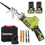 Säbelsäge,PULITUO 12V knochensäge elektrisch mit variabler Drehzahl von 0-2700 RPM,Grüner Akku-Reciprosäge Säbelsäge mit 2 * 2.0Ah Batterien mit 1 Schnellladegerät & 4xSäbelsägeblatt