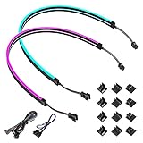 BTF-LIGHTING 5050 LED NEON RGB PC LED-Streifen 2PCs 19,7in RGB RGBW GRB LED-Streifen für 12V 4-Pin RGB LED-Header mit 12 Stück starken Klammern IP65 Wasserdicht Zuschneidbar