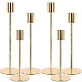 MOYKSRR Kerzenständer 6 Set, Gold Metall Kerzenhalter, Hoch Kerzenleuchter, Elegant Luxuriös Vintage Deko Kerzen Ständer eignen sich für Party, Hochzeits, Tischdekorationen, Heimdekorationen Gold