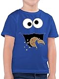 Kinder T-Shirt Jungen - Karneval & Fasching - Keks-Monster - 164 (14/15 Jahre) - Royalblau - Kekse Shirt Kind fasnachts keks tichert Karneval& Cookie Monster Junge Tshirt verkleidung keksmonster