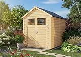 Alpholz Gerätehaus Alisha aus Fichten-Holz, Gartenhaus mit 14mm Wandstärke, Holzhaus inklusive Montagematerial, Geräteschuppen Größe: 202 x 191 cm, Satteldach