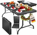 KESSER® Buffettisch Tisch klappbar Kunststoff 183x76cm Rattan Optik Campingtisch Partytisch Klapptisch Gartentisch 6 Personen Garten Terrasse & Balkon zusammenklappbar inkl. Tragegriff Anthrazit
