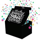 FETTIPOP Geschenkbox DIY, Geschenkkarton Explodierende Konfetti (Premium Black) 18,5x14x11 cm, Überraschung Explosion Gift Box Pop Up