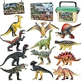 FRUSE Dinosaurier Spielzeug Set, 12 Stück Realistisches Dino Figuren Spielset einschließlich T-Rex, Carnotaurus,Aufbewahrungsbox,Dino Buch,Dinosaurier Pädagogisches Spielzeug ab 3 4 5 6 7 8 Jahre