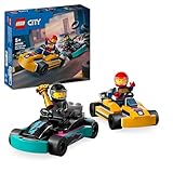 LEGO City Go-Karts mit Rennfahrern, Set mit 2 Rennfahrer-Minifiguren und Rennautos, Auto-Spielzeug ab 5 Jahren für Jungs und Mädchen, lustiges Geschenk für Kinder 60400