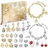 iZoeL Adventskalender Schmuck Gold 2024 Mädchen Teenager Frauen Schmuckkalender Adventskalenderschmuck Weihnachtskalender 24 tolle Damen-Schmuck wie Halskette Ringe Ohrringe Armband DIY