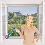 NeatiEase DIY Insektenschutz Magnetfenster,Max 130 x 150 CM,Magnet Rahmen für Fliegengitter Fenster Mückengitter,Fliegenschutz Insektenschutzgewebe Zuschneidbar(weiß Rahmen graue Netz)