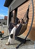 Izabell Hängesessel mit Gestell Stahl Hängekorb Sessel Großen Kissen Indoor - Outdoor Coffe Swing XXL (grau)
