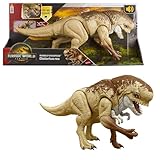 Mattel Jurassic World: Die Wiedergeburt Bösewicht Dino Doppelattacke Dinosaurier-Actionfigur, 56 cm, mit 2 Angriffsaktionen, originalgetreu, digitales Spiel, JJP79, [Mehrfarbig]