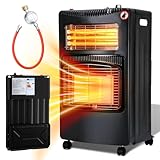 Jiubiaz Gasheizer 4200W, Elektroheizung 1260W, Gas Heizstrahler inkl. Gasdruckregler, Gasschlauch, Gasheizofen, Infrarot Keramikbrenner, Butan- oder Propangasflaschen bis 15kg
