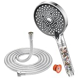 Wassersparender Duschkopf mit Filter, YEAUPE PRO Duschbrause Regendusche mit 6 Strahlarten, Duschkopf mit Schlauch 1,6 M, Duschkopf Groß(⌀130mm),Handbrause mit Antikalk-Funktion