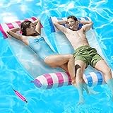 Lunriwis 2 PCS Aufblasbares Schwimmbett,luftmatratze Pool,Wasserhängematte,4 in 1 Aufblasbare Wasserhängematte mit Luftpumpe,für Sessel,Matratzen,Sitz,Schwimmmatte,Schwimmbad Strand Wasserspielzeug