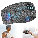flintronic Schlafkopfhörer Bluetooth, Kabellose Schlaf Kopfhörer mit HD Stereo Lautsprecher für Männer/Frauen, Stirnband Bluetooth Kopfhörer zum Schlafen, Schlaflosigkeit, Sport (Grau)