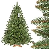 FAIRYTREES künstlicher Weihnachtsbaum FICHTE Natur, grüner Stamm, Material PVC, inkl. Holzständer, 150cm, FT01-150