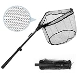 LPZMPZ Kescher Angeln Faltbare Unterfangkescher Gummiert, Teleskop Kescher 90cm, Angelkescher, Fischkescher, Watkescher für Forellenangeln, Karpfen, Salmon, Catfish, Bass, für Erwachsene Kinder