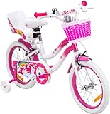 Actionbikes Kinderfahrrad Unicorn 16 Zoll - Kinder Fahrrad für Mädchen - Ab 4-7 Jahren - V-Brake Bremse - Kettenschutz - Luftbereifung - Fahrräder - Laufrad - Kinderrad (16 Zoll)