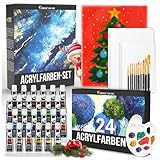 Zenacolor - Acrylfarben set (40 Stück) - 24x12ml Acrylmalerei Starterset - Mit 5 Canvas, 10 Pinsel, 1 Palette - Farben Acryl Malset für Künstler - Malkoffer für Erwachsene