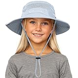 Durio Baby Sonnenhut für Mädchen und Jungen,Sonnenhut Kleinkind, Kinder Fischerhut,Sommerhut Breiter Krempe, Strandhut für Mädchen Jungen Hellgrau 4-12 Jahre