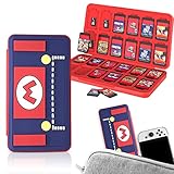 Switch Spiel Aufbewahrungsbox, Game Card Case für Nintendo Switch, Schlank Tragbar Spiele Organizer Cartridges Halten Sie 24 Spielkarten und 24 SD Karten,Weiches Silikon Futter, Magnetverschluss