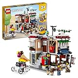 LEGO 31131 Creator Nudelladen, Fahrradladen und Spielhalle, 3in1 Konstruktionsspielzeug mit Zubehör wie Spielautomaten, Bonsai und Hunde-Figur, Geschenk für Kinder ab 8 Jahren, Modular Building