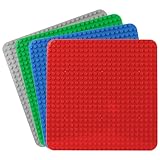 große Platte Kompatibel mit Lego Duplo, 38 x 38cm grundplatte, Konstruktionsspielzeug für Mädchen und Jungen(4PCS, Rot,Blau,Grau,Grün)